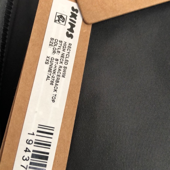 SKIMS Swim Racer Back Top, Color- Gunmetal, size-XXS, NWT - Picture 3 of 8